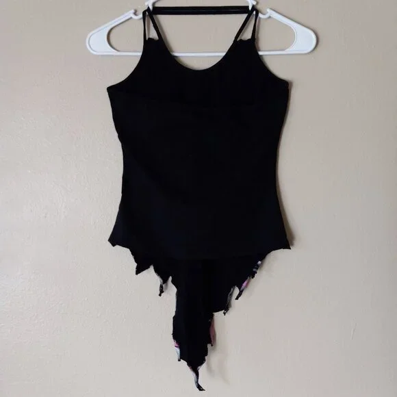 VOICE Backless Black/Pink/White Hibiscus 🌺 Flower Tank with Sequins Women's M - Picture 9 of 9